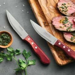 Tramontina Porterhouse 5 Pc Steak Knife Set - Pointed - W/Hardwood Counter Block 11 Tramontina Porterhouse 5 Pc Steak Knife Set - Pointed - W/Hardwood Counter Block -Deals Tramontina Store 80000011IXM001G
