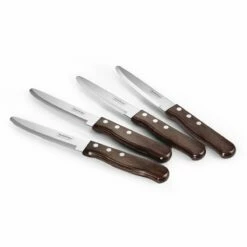 Tramontina Porterhouse 4 Pc Steak Knife Set - Rounded- Hardwood Handles