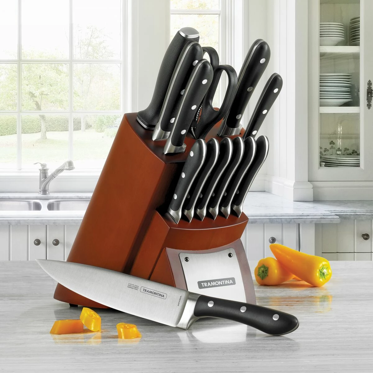 Tramontina Forged Contemporary 14 Pc Knife Set Counter Block 1 Tramontina Forged Contemporary 14 Pc Knife Set Counter Block