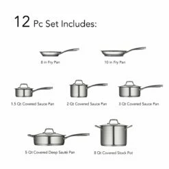 Tramontina Prima 12 Pc Stainless Steel Cookware Set 27 Tramontina Prima 12 Pc Stainless Steel Cookware Set -Deals Tramontina Store 80101203IXI001G
