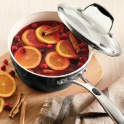 Tramontina 3 Qt Ceramic Covered Sauce Pan - Black