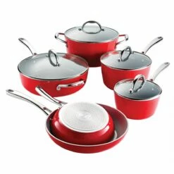 Tramontina 10 Pc Cold-Forged Induction Ceramic Cookware Set - Red -Deals Tramontina Store 80110032IXM001G