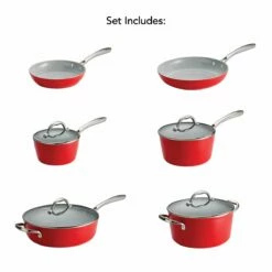 Tramontina 10 Pc Cold-Forged Induction Ceramic Cookware Set - Red -Deals Tramontina Store 80110032IXM008G
