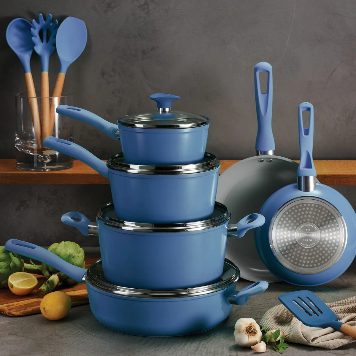 Tramontina 14 Pc Ceramic Induction-Ready Cookware Set - Blue 1 Tramontina 14 Pc Ceramic Induction-Ready Cookware Set - Blue