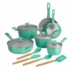 Tramontina 14 Pc Ceramic Induction-Ready Cookware Set Teal 16 Tramontina 14 Pc Ceramic Induction-Ready Cookware Set Teal -Deals Tramontina Store 80110036IXM001G