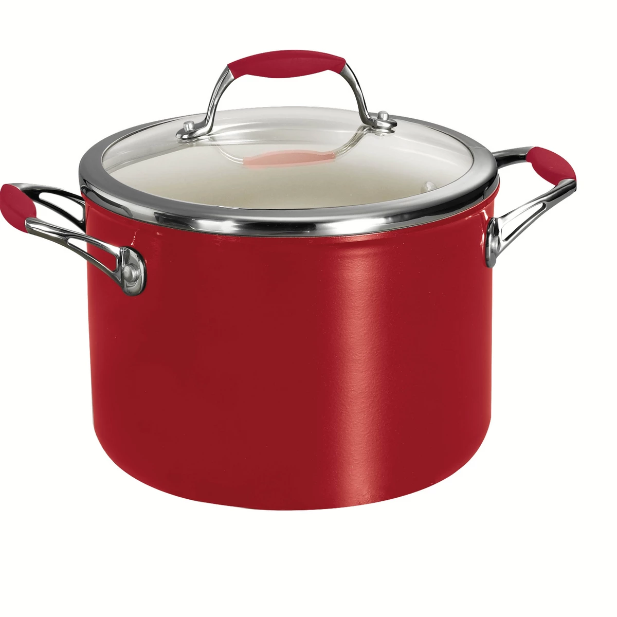 Tramontina 6 Qt Ceramic Covered Stock Pot - Red 1 Tramontina 6 Qt Ceramic Covered Stock Pot - Red