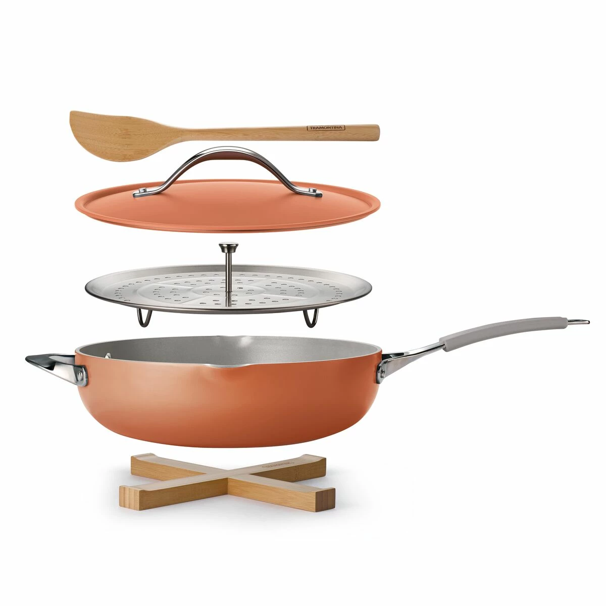 Tramontina All In One Plus Pan, 5 Qt Ceramic Non Stick - Persimmon Orange 13 Tramontina All In One Plus Pan, 5 Qt Ceramic Non Stick - Persimmon Orange - Image 13