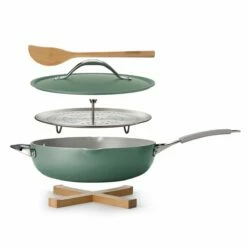 Tramontina All In One Plus Pan, 5 Qt Ceramic Non Stick - Sea Salt Green -Deals Tramontina Store 80110087IXM001G