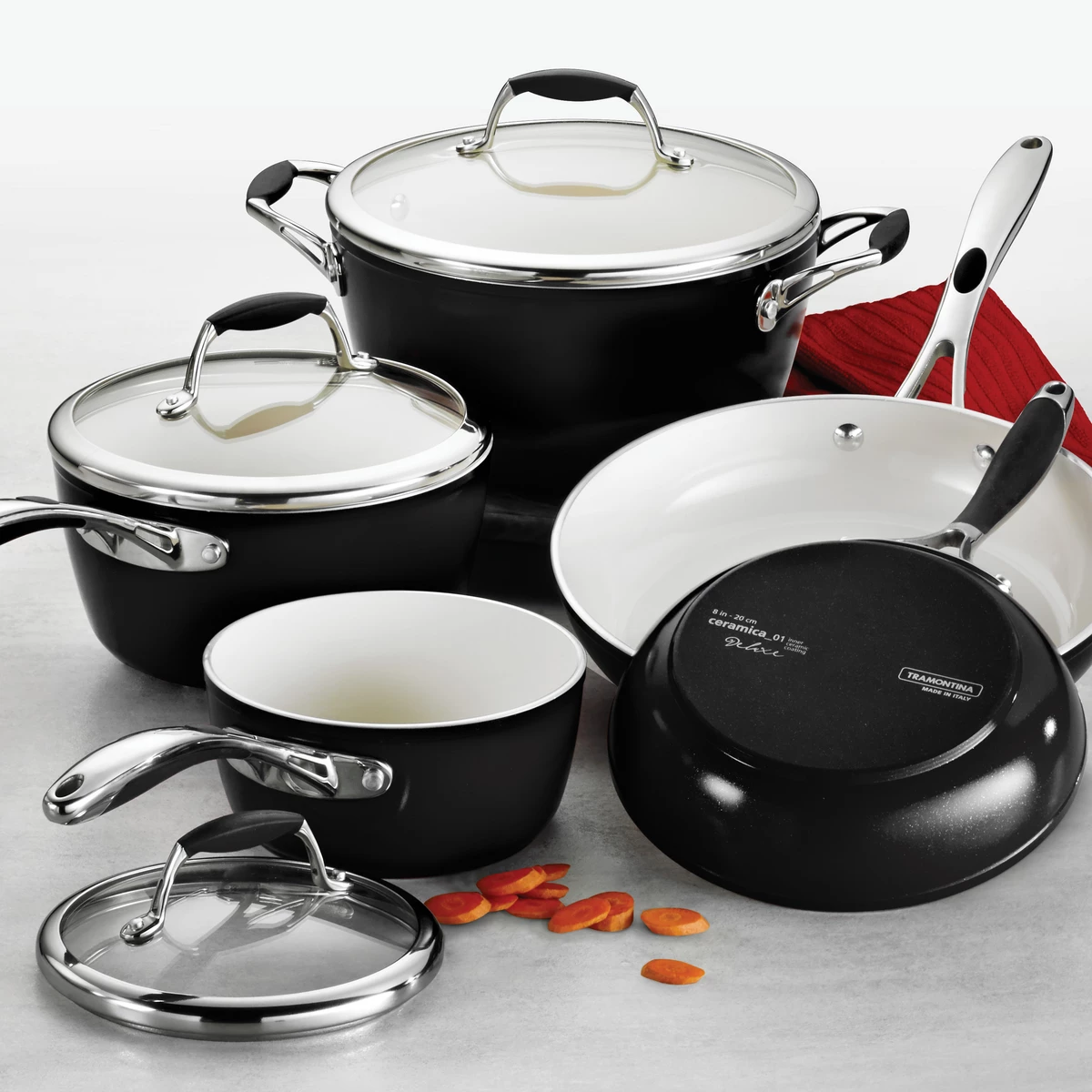 Tramontina 8 Pc Ceramic Cookware Set - Black 1 Tramontina 8 Pc Ceramic Cookware Set - Black