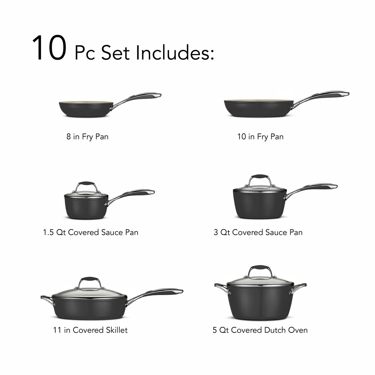 Tramontina 10 Pc Ceramic Cookware Set - Black 3 Tramontina 10 Pc Ceramic Cookware Set - Black - Image 3