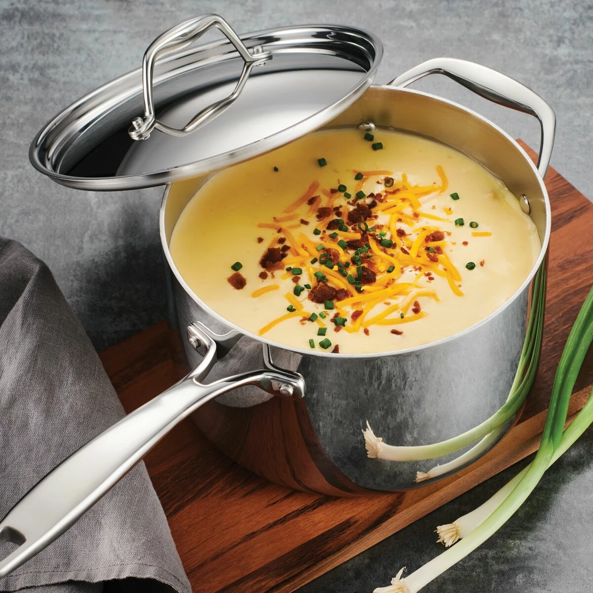 Tramontina 4 Qt Tri-Ply Clad Stainless Steel Covered Sauce Pan 1 Tramontina 4 Qt Tri-Ply Clad Stainless Steel Covered Sauce Pan