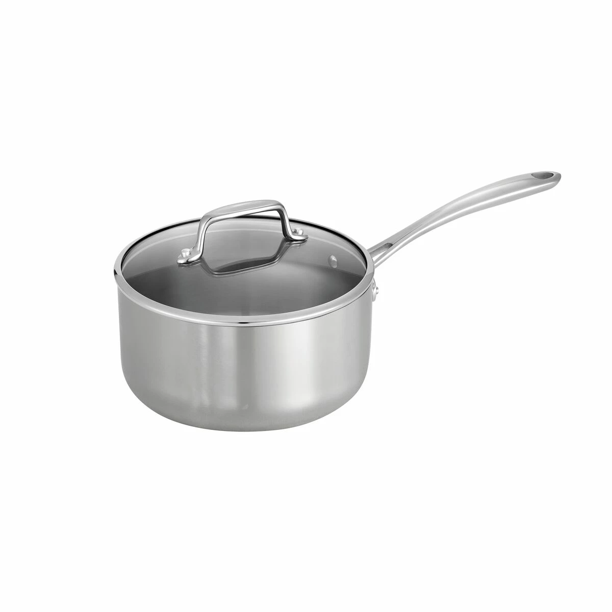 Tramontina Tri-Ply Clad 3 Qt Stainless Steel Covered Sauce Pan - Glass Lid 2 Tramontina Tri-Ply Clad 3 Qt Stainless Steel Covered Sauce Pan - Glass Lid - Image 2