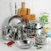 Tramontina Tri-Ply Clad 12 Pc Stainless Steel Cookware Set With Glass Lids