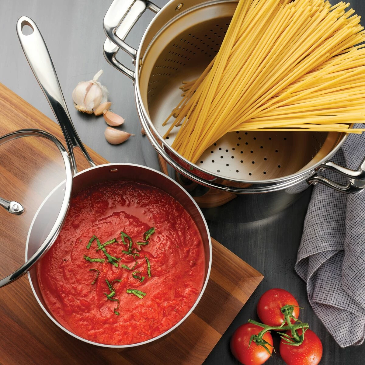 Tramontina Tri-Ply Clad 14 Pc Stainless Steel Cookware Set With Glass Lids 16 Tramontina Tri-Ply Clad 14 Pc Stainless Steel Cookware Set With Glass Lids - Image 16