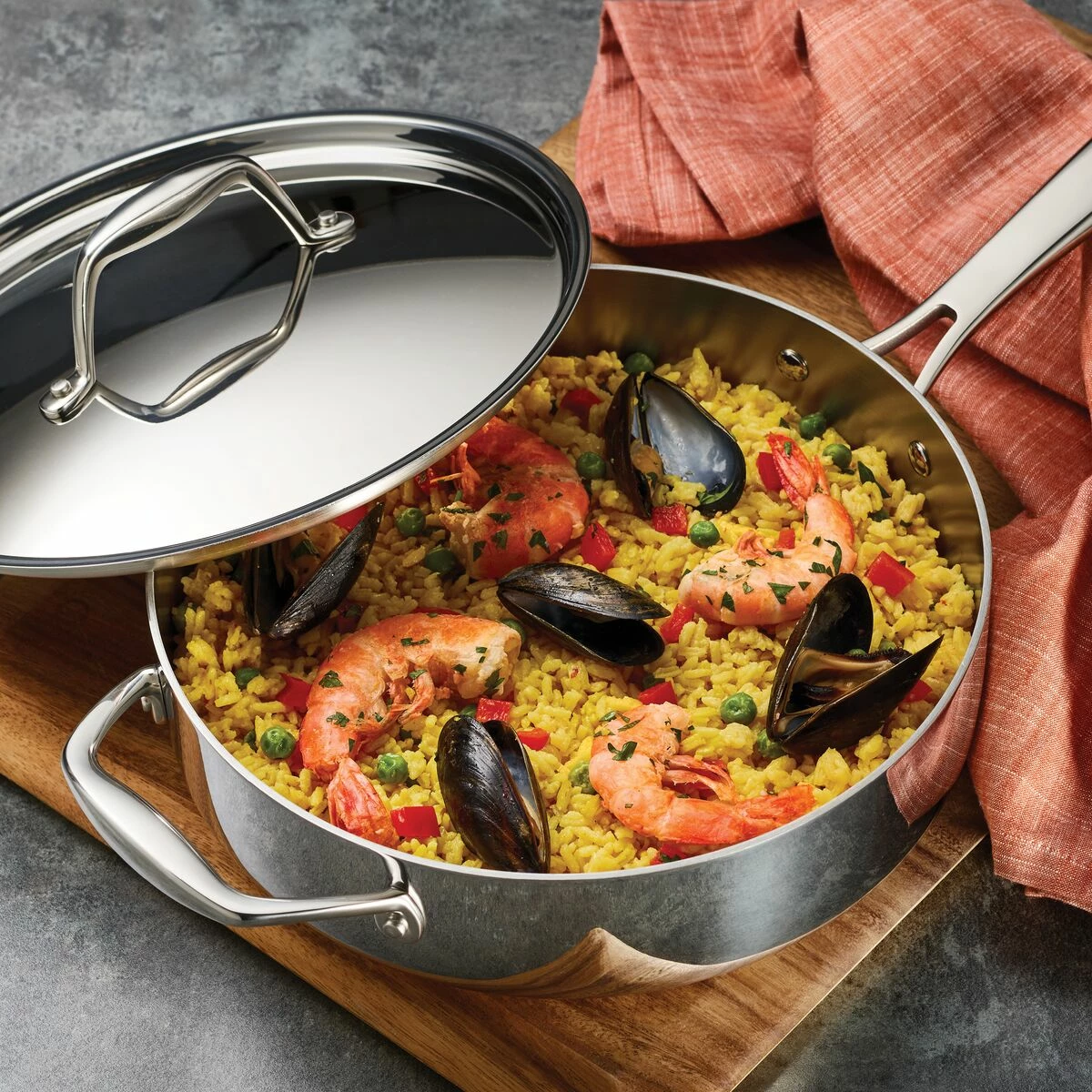 Tramontina 3 Qt Tri-Ply Clad Stainless Steel Covered Deep Sauté Pan 1 Tramontina 3 Qt Tri-Ply Clad Stainless Steel Covered Deep Sauté Pan