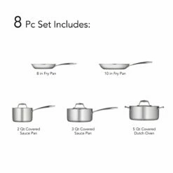 Tramontina 8 Pc Tri-Ply Clad Stainless Steel Cookware Set 16 Tramontina 8 Pc Tri-Ply Clad Stainless Steel Cookware Set -Deals Tramontina Store 80116247IXI003G