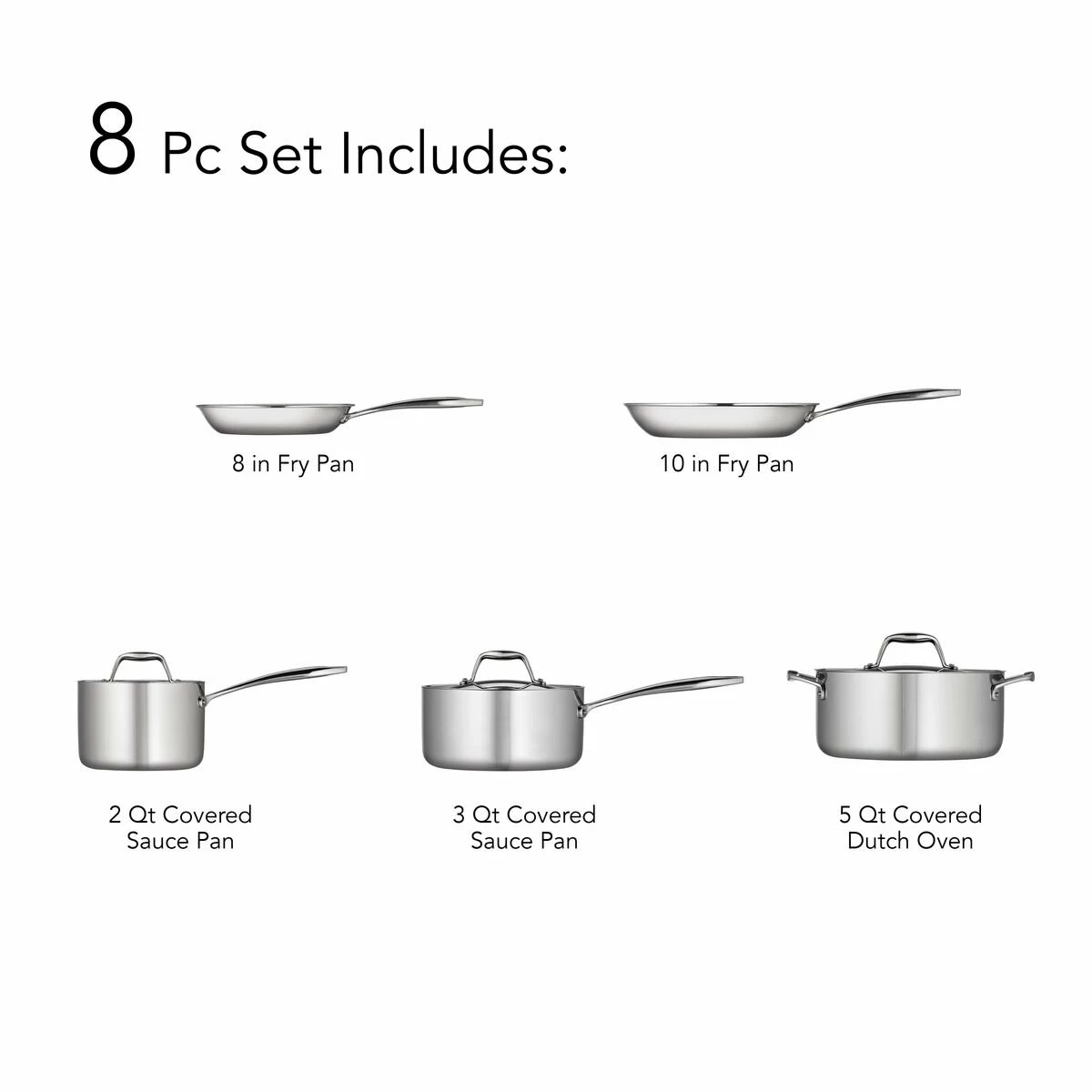 Tramontina 8 Pc Tri-Ply Clad Stainless Steel Cookware Set 6 Tramontina 8 Pc Tri-Ply Clad Stainless Steel Cookware Set - Image 6