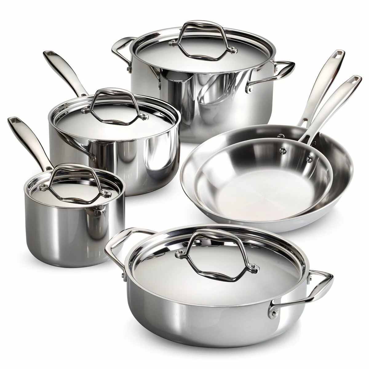 Tramontina 10 Pc Tri-Ply Clad Stainless Steel Cookware Set 2 Tramontina 10 Pc Tri-Ply Clad Stainless Steel Cookware Set - Image 2