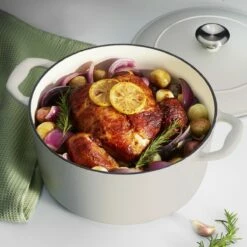 Tramontina 5.5 Qt Enameled Cast-Iron Series 1000 Covered Round Dutch Oven - Matte White