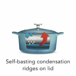 Tramontina 5.5 Qt Enameled Cast-Iron Series 1000 Covered Round Dutch Oven - Medium Blue -Deals Tramontina Store 80131036IXI003G