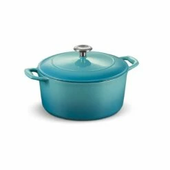 Tramontina 5.5 Qt Enameled Cast-Iron Series 1000 Covered Round Dutch Oven - Medium Blue -Deals Tramontina Store 80131036IXM002G