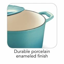 Tramontina 5.5 Qt Enameled Cast-Iron Series 1000 Covered Round Dutch Oven - Medium Blue -Deals Tramontina Store 80131036IXM004G