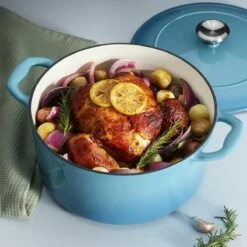 Tramontina 5.5 Qt Enameled Cast-Iron Series 1000 Covered Round Dutch Oven - Medium Blue