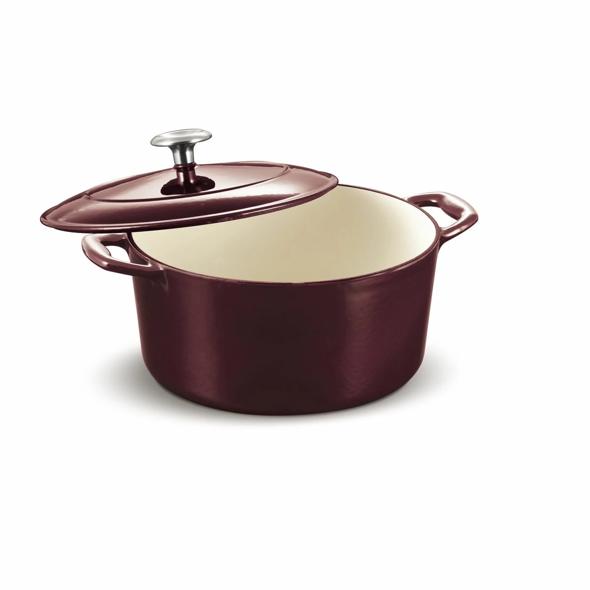 Tramontina 5.5 Qt Enameled Cast-Iron Series 1000 Covered Round Dutch Oven - Majolica Red 2 Tramontina 5.5 Qt Enameled Cast-Iron Series 1000 Covered Round Dutch Oven - Majolica Red - Image 2