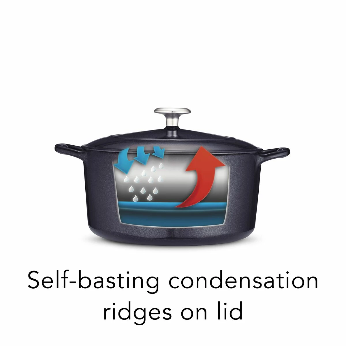 Tramontina 5.5 Qt Enameled Cast-Iron Series 1000 Covered Round Dutch Oven - Dark Blue 5 Tramontina 5.5 Qt Enameled Cast-Iron Series 1000 Covered Round Dutch Oven - Dark Blue - Image 5