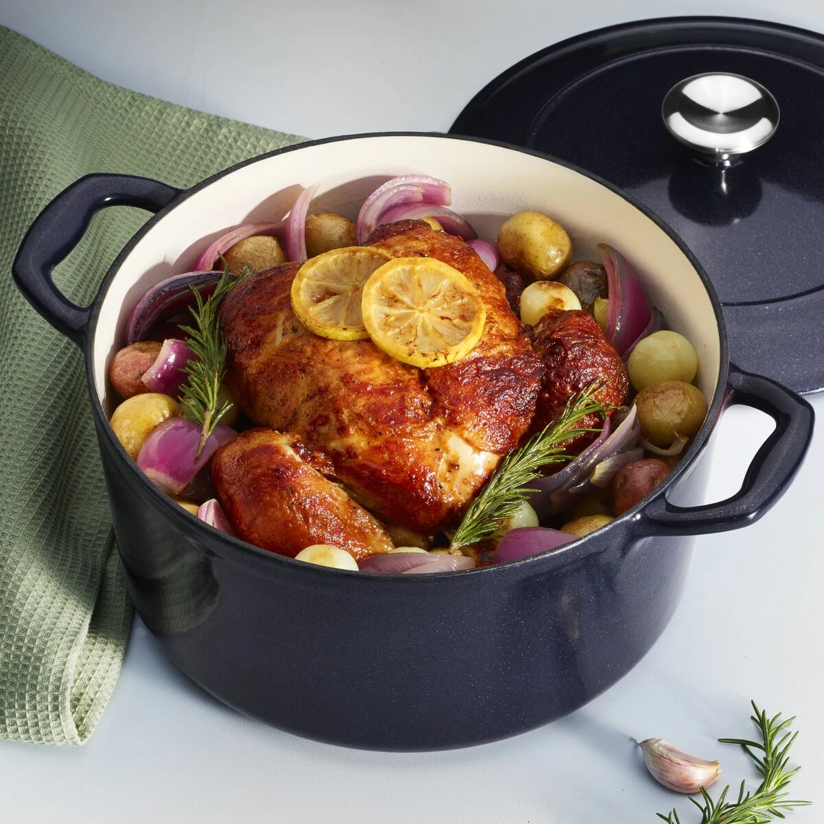 Tramontina 5.5 Qt Enameled Cast-Iron Series 1000 Covered Round Dutch Oven - Dark Blue 1 Tramontina 5.5 Qt Enameled Cast-Iron Series 1000 Covered Round Dutch Oven - Dark Blue