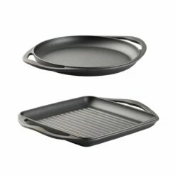 Tramontina 2 Pk Pre-Seasoned Cast Iron Grill And Griddle Set 14 Tramontina 2 Pk Pre-Seasoned Cast Iron Grill And Griddle Set -Deals Tramontina Store 80131042IXM001G