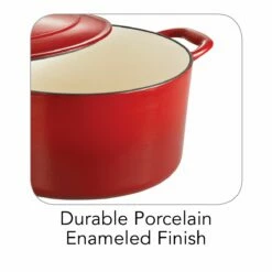 Tramontina 6.5 Qt Enameled Cast-Iron Series 1000 Covered Round Dutch Oven - Gradated Red -Deals Tramontina Store 80131048IXI002G