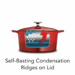 Tramontina 6.5 Qt Enameled Cast-Iron Series 1000 Covered Round Dutch Oven - Gradated Red -Deals Tramontina Store 80131048IXI004G