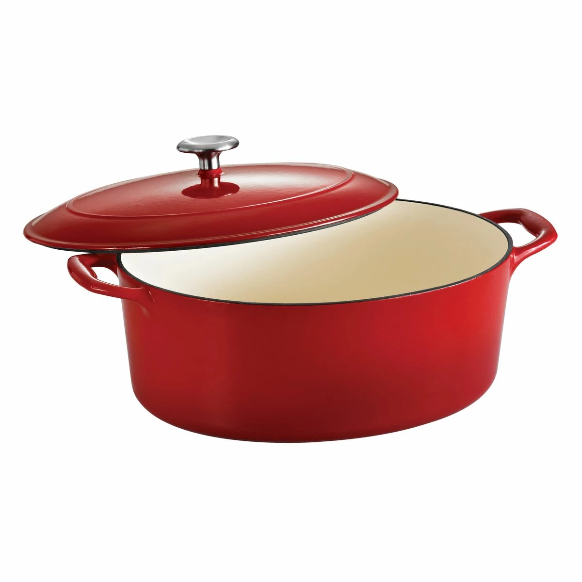 Tramontina 7 Qt Enameled Cast-Iron Series 1000 Covered Oval Dutch Oven - Gradated Red 2 Tramontina 7 Qt Enameled Cast-Iron Series 1000 Covered Oval Dutch Oven - Gradated Red - Image 2