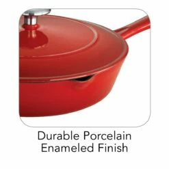 Tramontina 10 In Enameled Cast-Iron Series 1000 Covered Skillet - Gradated Red 12 Tramontina 10 In Enameled Cast-Iron Series 1000 Covered Skillet - Gradated Red -Deals Tramontina Store 80131057IXI001G