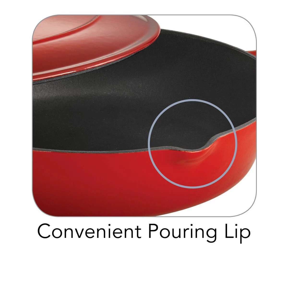 Tramontina 10 In Enameled Cast-Iron Series 1000 Covered Skillet - Gradated Red 3 Tramontina 10 In Enameled Cast-Iron Series 1000 Covered Skillet - Gradated Red - Image 3