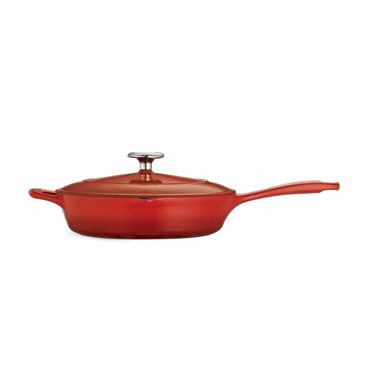 Tramontina 10 In Enameled Cast-Iron Series 1000 Covered Skillet - Gradated Red 5 Tramontina 10 In Enameled Cast-Iron Series 1000 Covered Skillet - Gradated Red - Image 5