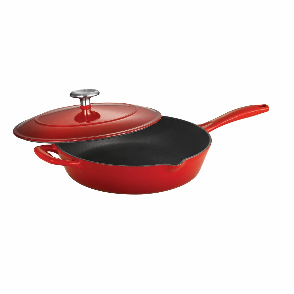 Tramontina 10 In Enameled Cast-Iron Series 1000 Covered Skillet - Gradated Red 1 Tramontina 10 In Enameled Cast-Iron Series 1000 Covered Skillet - Gradated Red