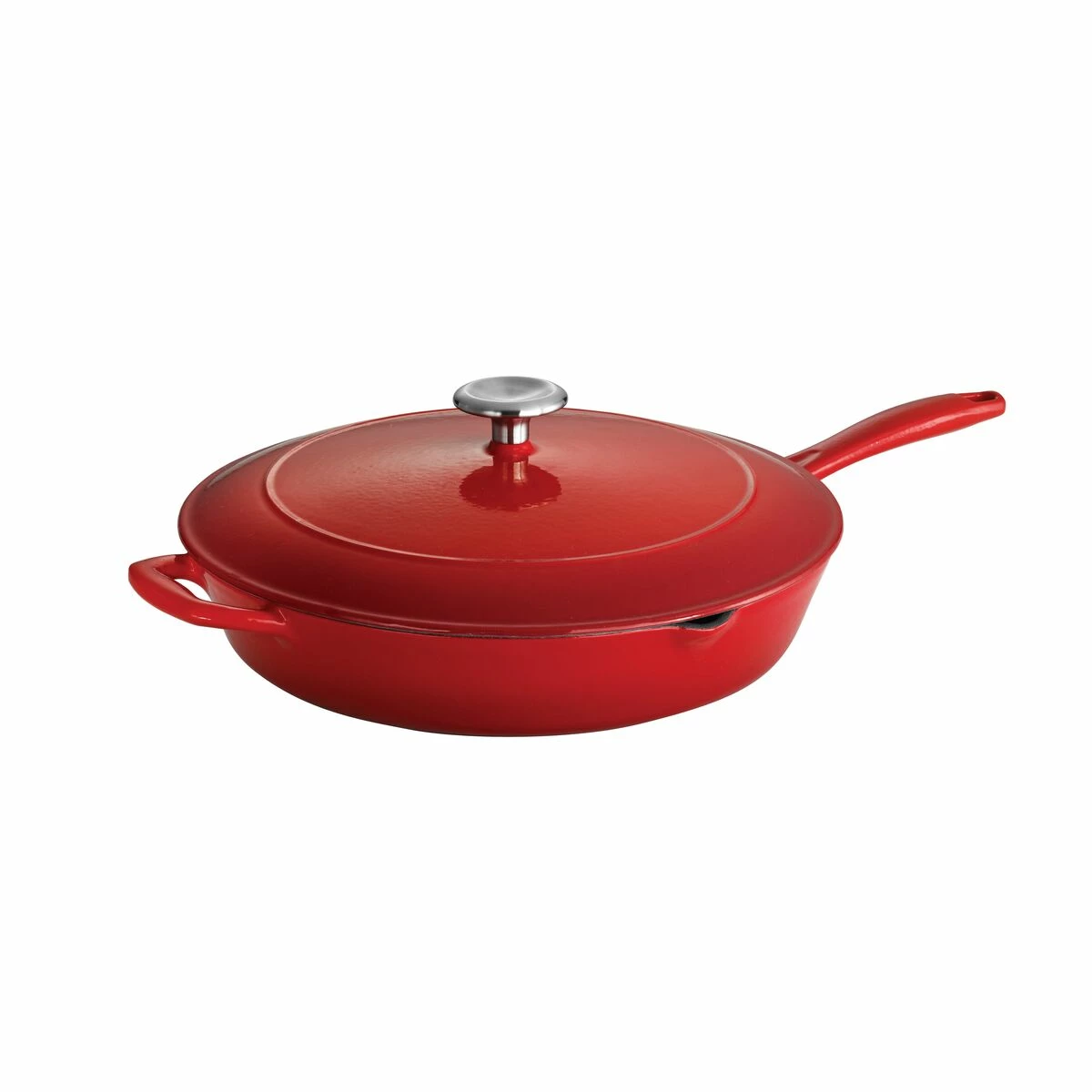 Tramontina 12 In Enameled Cast-Iron Series 1000 Covered Skillet - Gradated Red 5 Tramontina 12 In Enameled Cast-Iron Series 1000 Covered Skillet - Gradated Red - Image 5