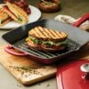 Tramontina 11 In Enameled Cast-Iron Series 1000 Grill Pan With Press - Gradated Red