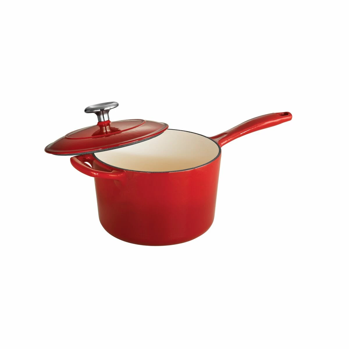 Tramontina 2.5 Qt Enameled Cast-Iron Series 1000 Covered Sauce Pan - Gradated Red 2 Tramontina 2.5 Qt Enameled Cast-Iron Series 1000 Covered Sauce Pan - Gradated Red - Image 2