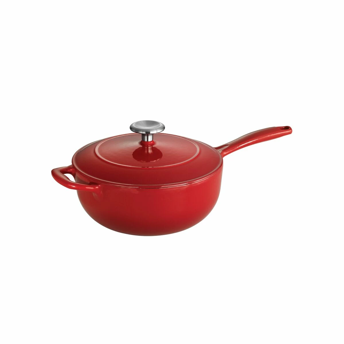 Tramontina 3 Qt Enameled Cast-Iron Series 1000 Covered Saucier - Gradated Red 5 Tramontina 3 Qt Enameled Cast-Iron Series 1000 Covered Saucier - Gradated Red - Image 5
