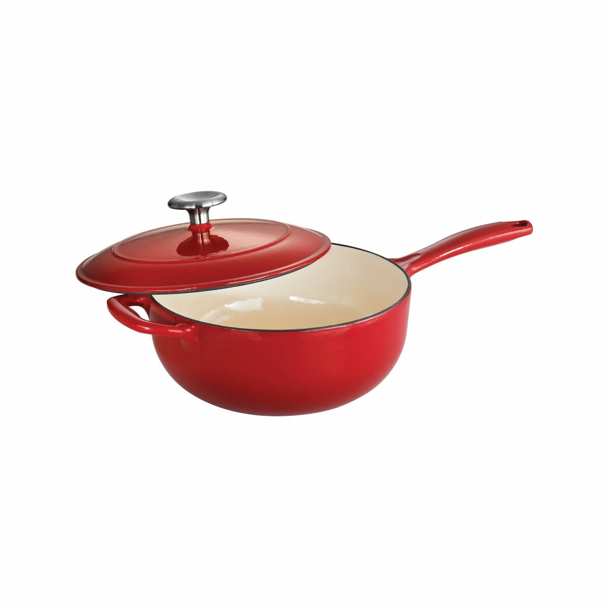 Tramontina 3 Qt Enameled Cast-Iron Series 1000 Covered Saucier - Gradated Red 2 Tramontina 3 Qt Enameled Cast-Iron Series 1000 Covered Saucier - Gradated Red - Image 2