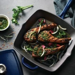 Tramontina 11 In Enameled Cast-Iron Series 1000 Grill Pan With Press - Gradated Cobalt