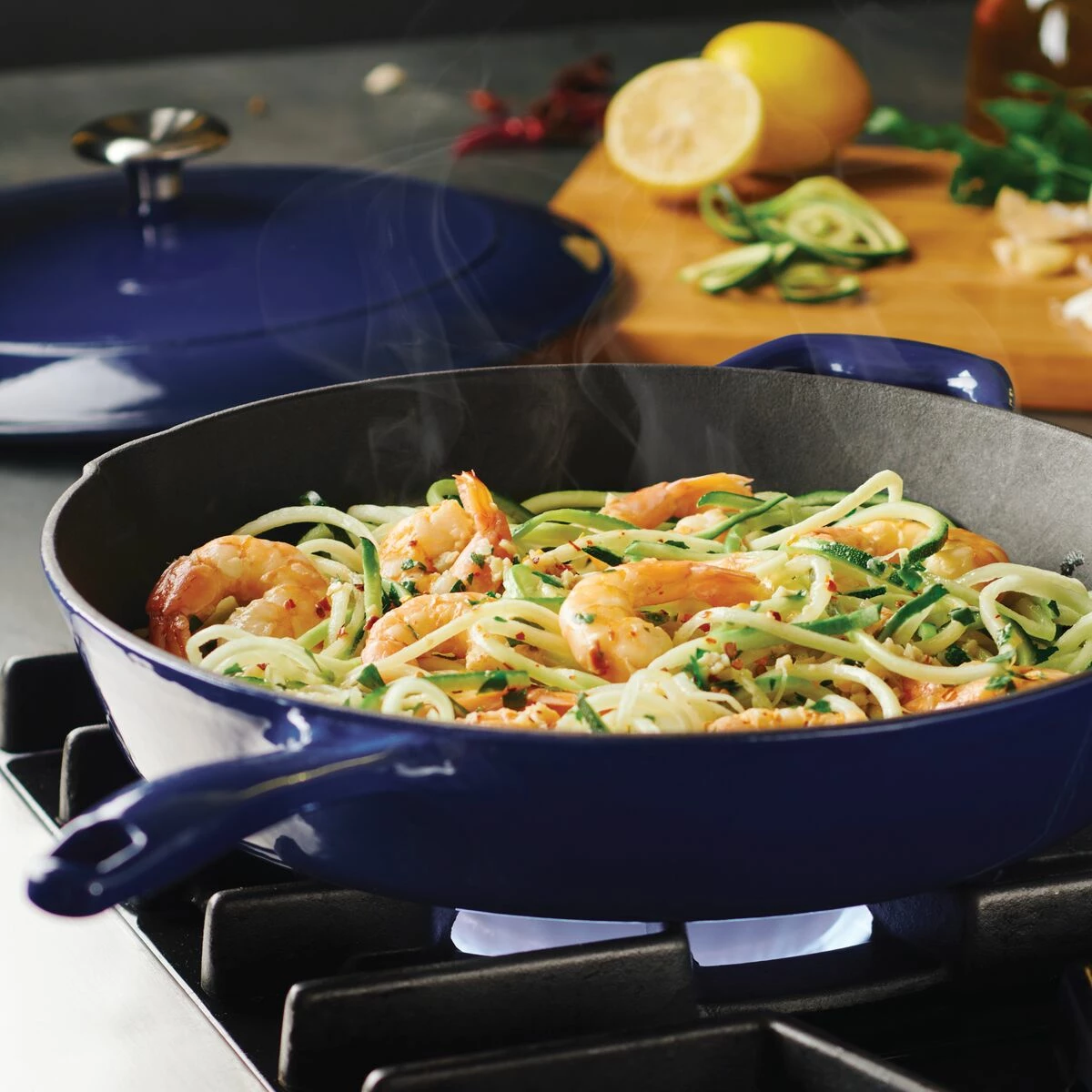 Tramontina 12 In Enameled Cast-Iron Series 1000 Covered Skillet - Gradated Cobalt 1 Tramontina 12 In Enameled Cast-Iron Series 1000 Covered Skillet - Gradated Cobalt