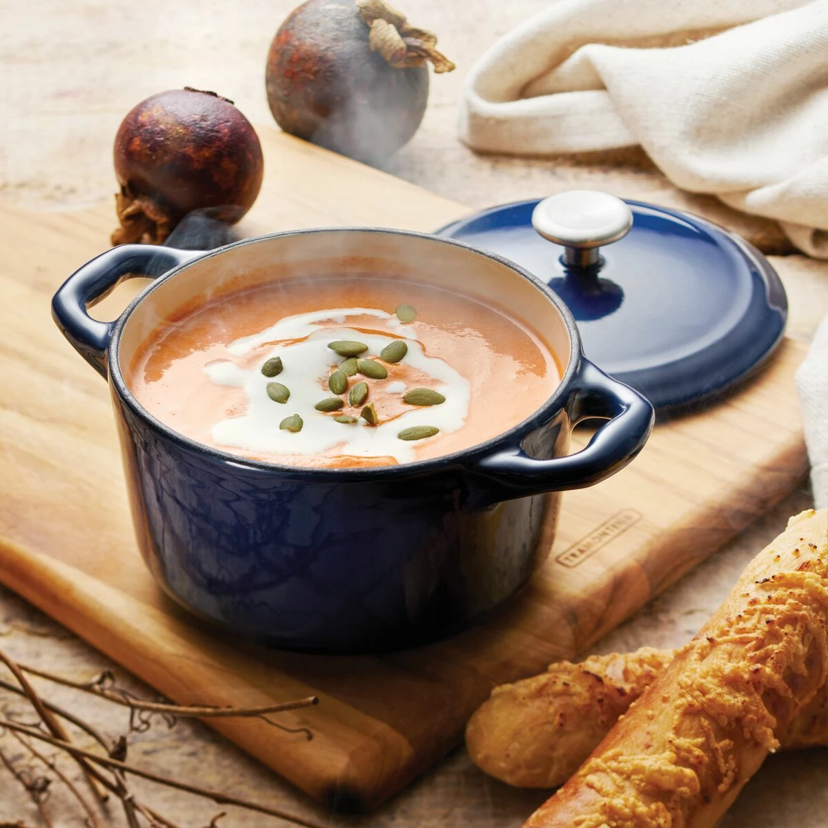 Tramontina 24 Oz Enameled Cast-Iron Series 1000 Covered Small Cocotte - Gradated Cobalt 1 Tramontina 24 Oz Enameled Cast-Iron Series 1000 Covered Small Cocotte - Gradated Cobalt