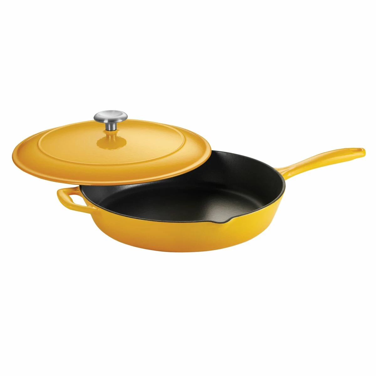 Tramontina 12 In Enameled Cast Iron Covered Skillet - Sunrise 2 Tramontina 12 In Enameled Cast Iron Covered Skillet - Sunrise - Image 2