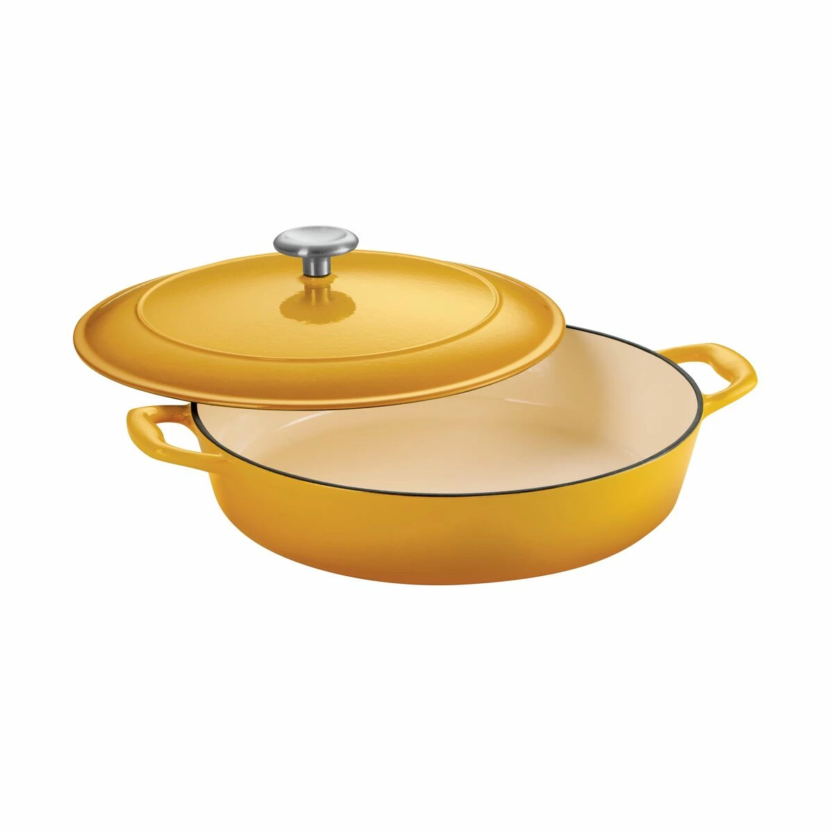 Tramontina 4 Qt Enameled Cast Iron Covered Braiser - Sunrise 2 Tramontina 4 Qt Enameled Cast Iron Covered Braiser - Sunrise - Image 2