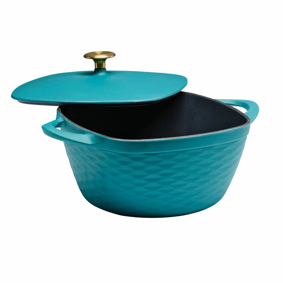 Tramontina Prisma 7 Qt Enameled Cast Iron Covered Square Dutch Oven - Matte Teal 2 Tramontina Prisma 7 Qt Enameled Cast Iron Covered Square Dutch Oven - Matte Teal - Image 2