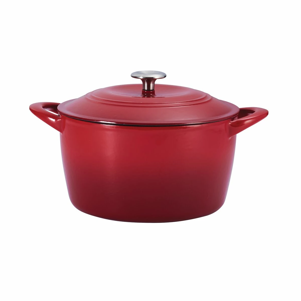 Tramontina 7 Qt Enameled Cast Iron Covered Tall Round Dutch Oven - Red 2 Tramontina 7 Qt Enameled Cast Iron Covered Tall Round Dutch Oven - Red - Image 2